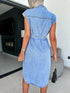 'Elara' Cap Sleeve Denim Dress - Celes Fashion
